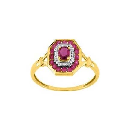 Bague or jaune et or blanc 18 carats et rubis